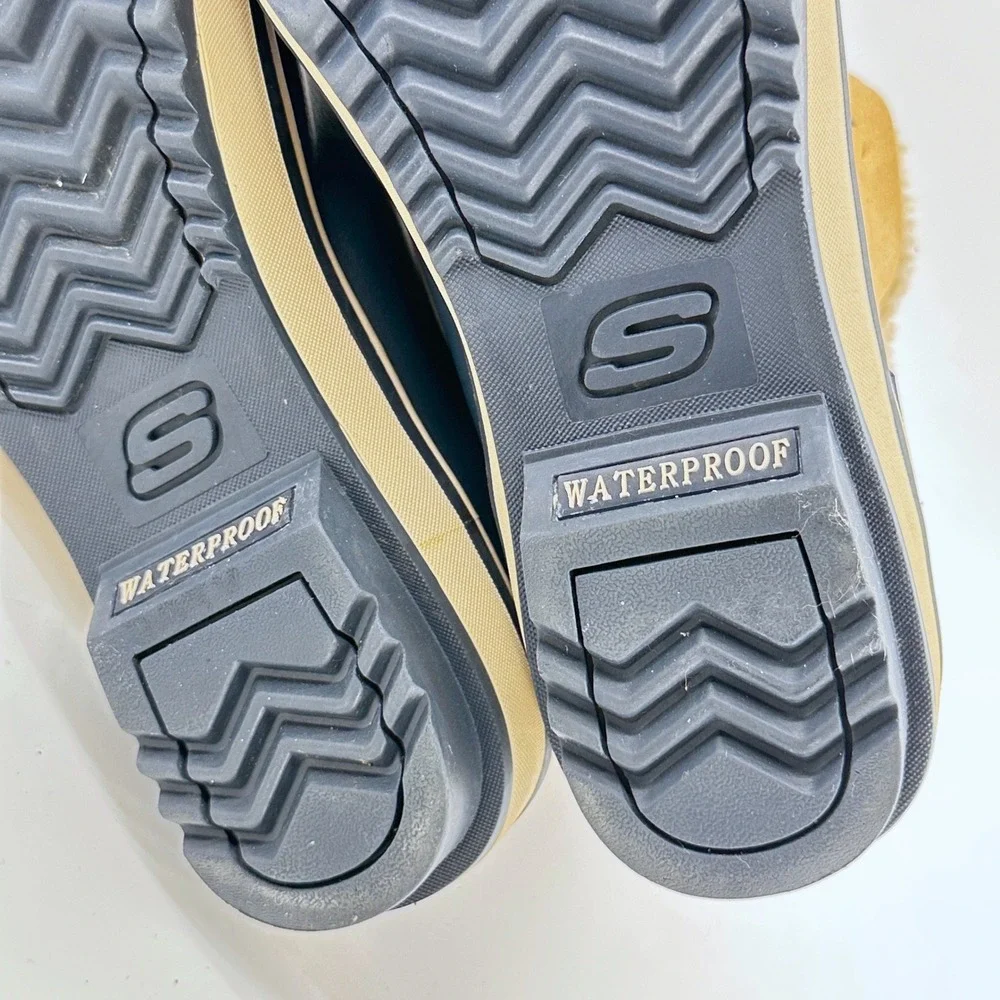 Skechers Outdoor Duck Boots‎ Womens 7.5 Tan Navy Waterproof Thinsulate